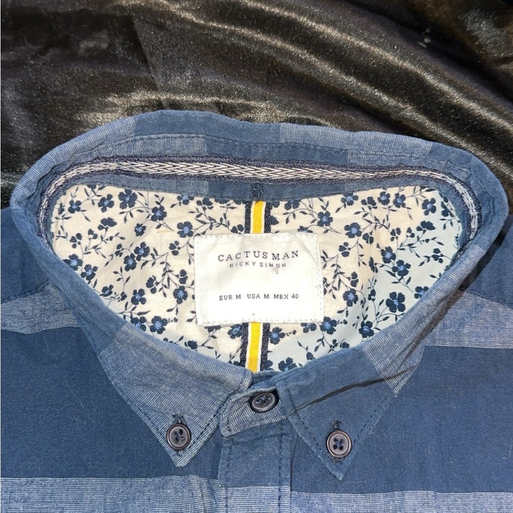 Cactus Man Blue Casual Button Down Shirt